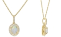 Macy's Opal (3/4 ct. t.w.) & Diamond (1/5 ct. t.w.) Oval Halo 18" Pendant Necklace in 14k Gold